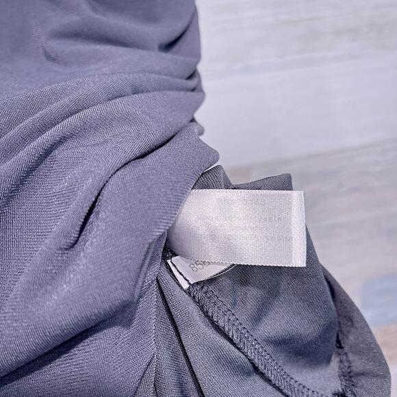 BOSTON PROPER Ruched Draped Jersey Knit Cocktail Dress Gray Stretch Womens XS - Picture 5 of 6